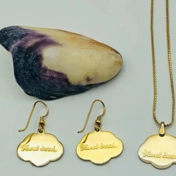 Laurel Burch Plum Blossom: Earrings and Necklace Purple on Gold- RARE & RETIRED! - Picture 6 of 9